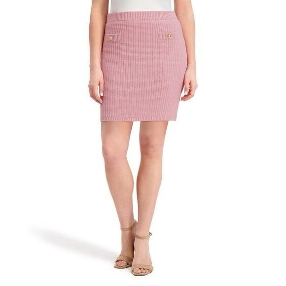 NWT French Connection Women's Mini Sweater Skirt Pink Size Medium - Picture 1 of 15